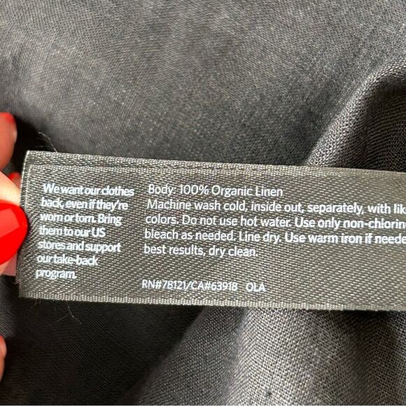Eileen Fisher Organic Linen Round Neck Box Top L Black - Picture 6 of 12